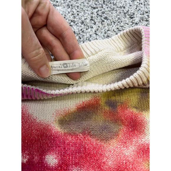 Natural Life Tie Dye Knit Sweater Women's Size L XL Pink Red Cream - Picture 7 of 10